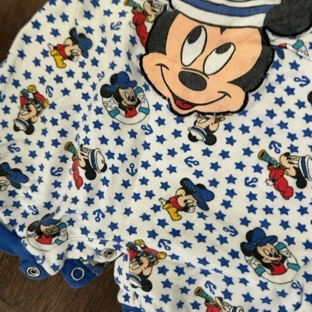 Vintage Disney baby romper 12M nautical cruise sailor front pocket